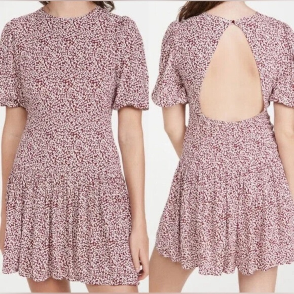 Free People Dancing in the Dark Open Back Floral Mini Dress in Brick‎ Red - S